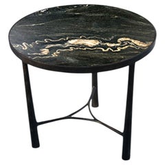 Modern Coffee Table with Black and White Marble Top and Bronze Legs