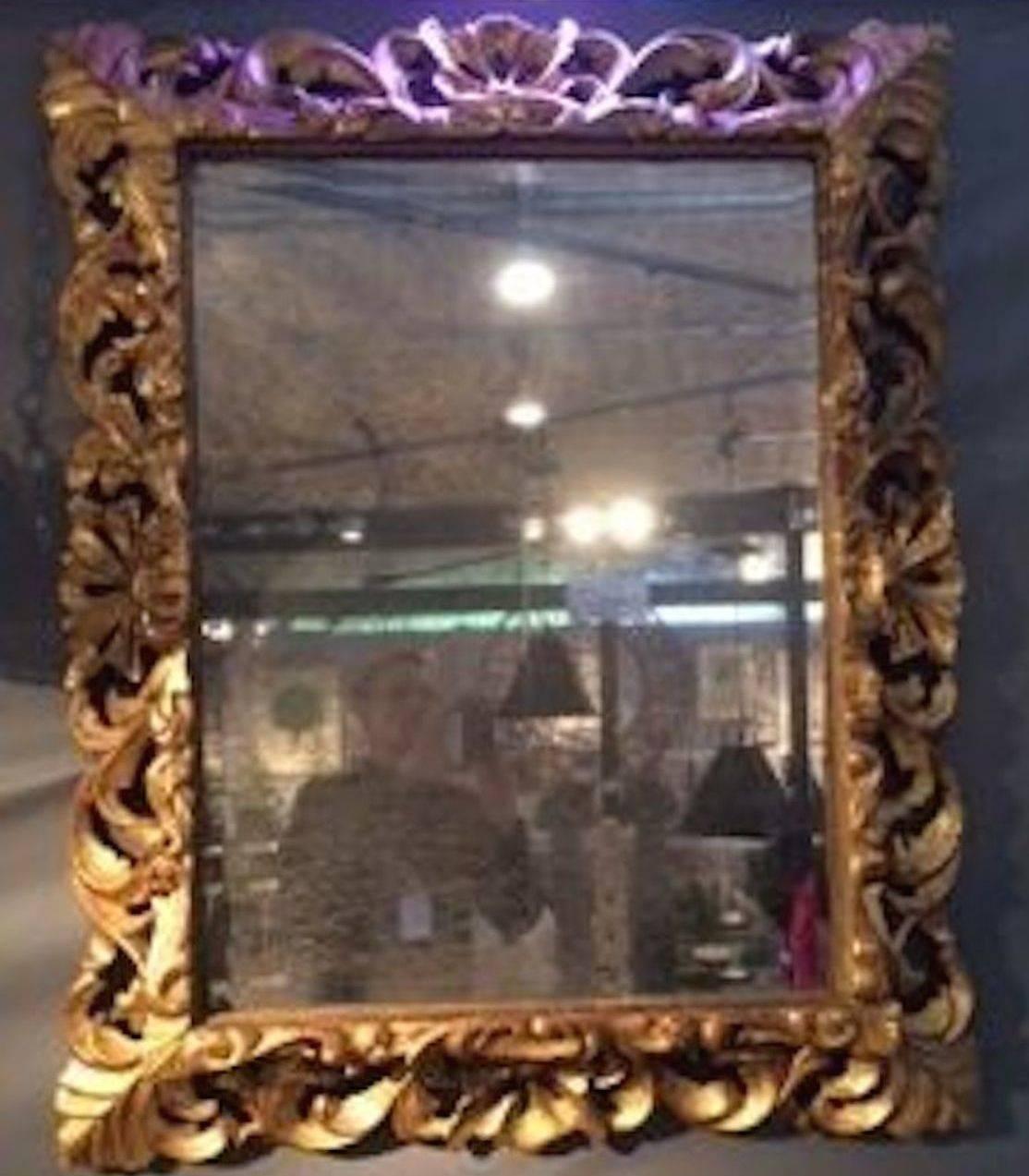 Ornately Carved Gold Giltwood Mirror, France, circa 1830 3