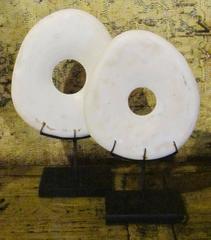 Pair of Shell Coins on Stands, Indonesia, Contemporary