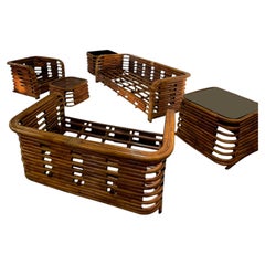 1950s French Rattan Seating Set of Six in Excellent Condition