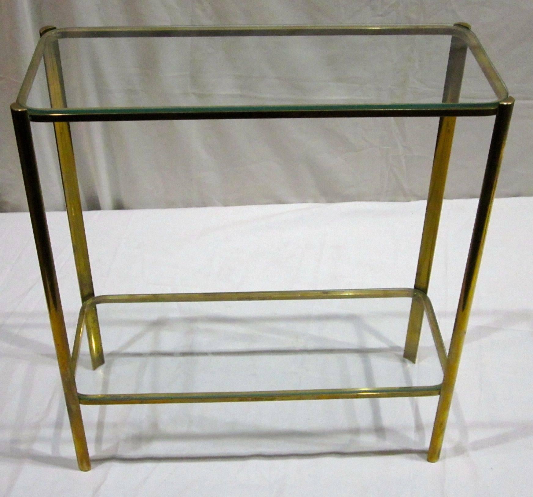 French Maison Malabert Bronze and Glass Side Table, France, 1940s