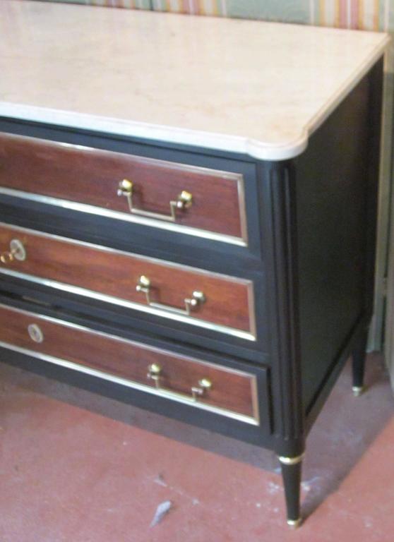 Black and Brown Bureau With White Marble Top, France, 1950s at 1stdibs
