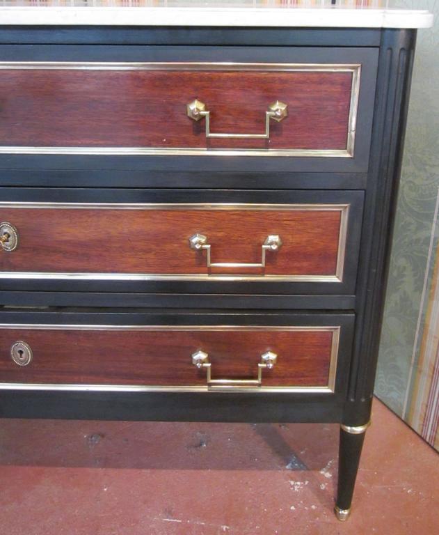Black and Brown Bureau With White Marble Top, France, 1950s at 1stdibs