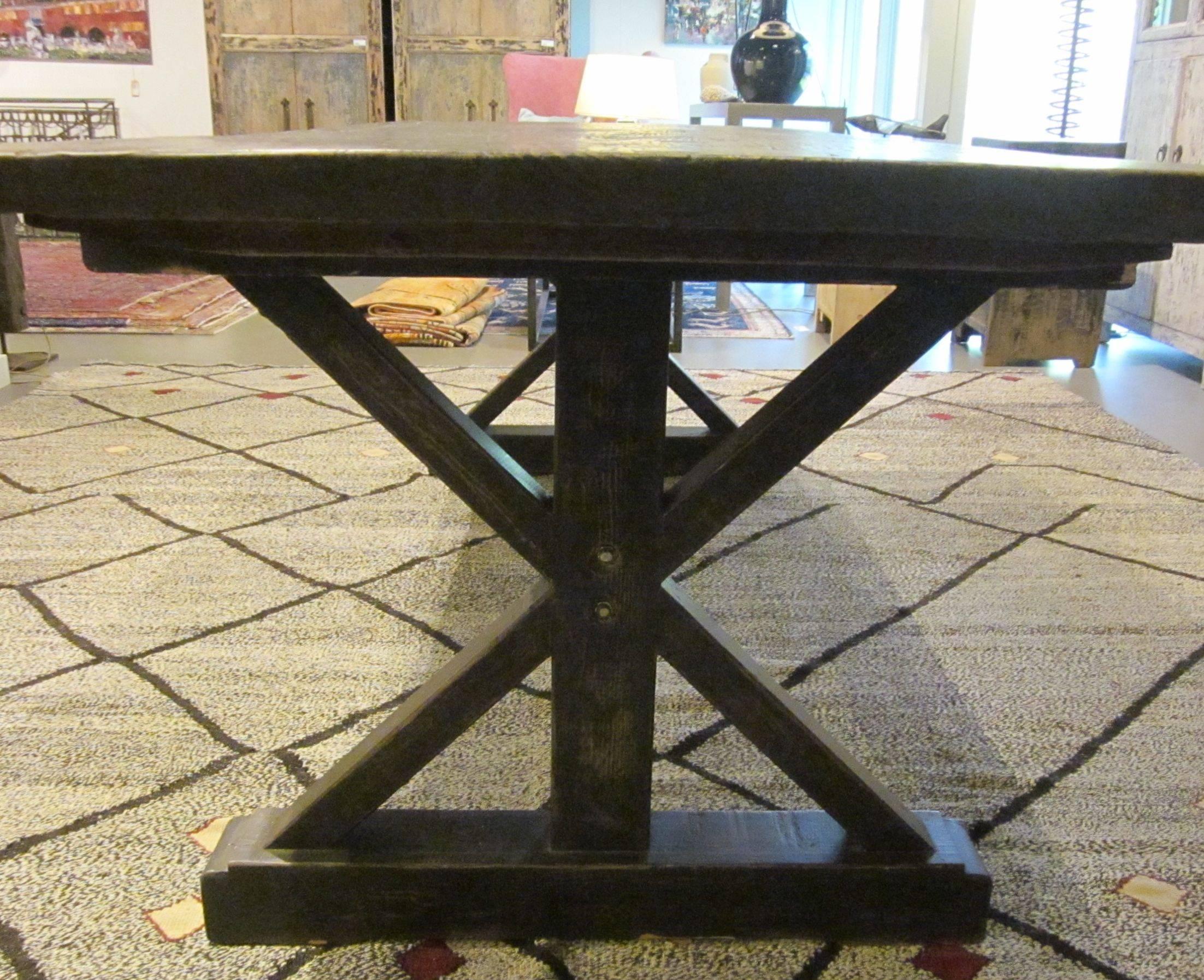 19th Century Cerused Vintage Pine Top Dining Table, Indonesia
