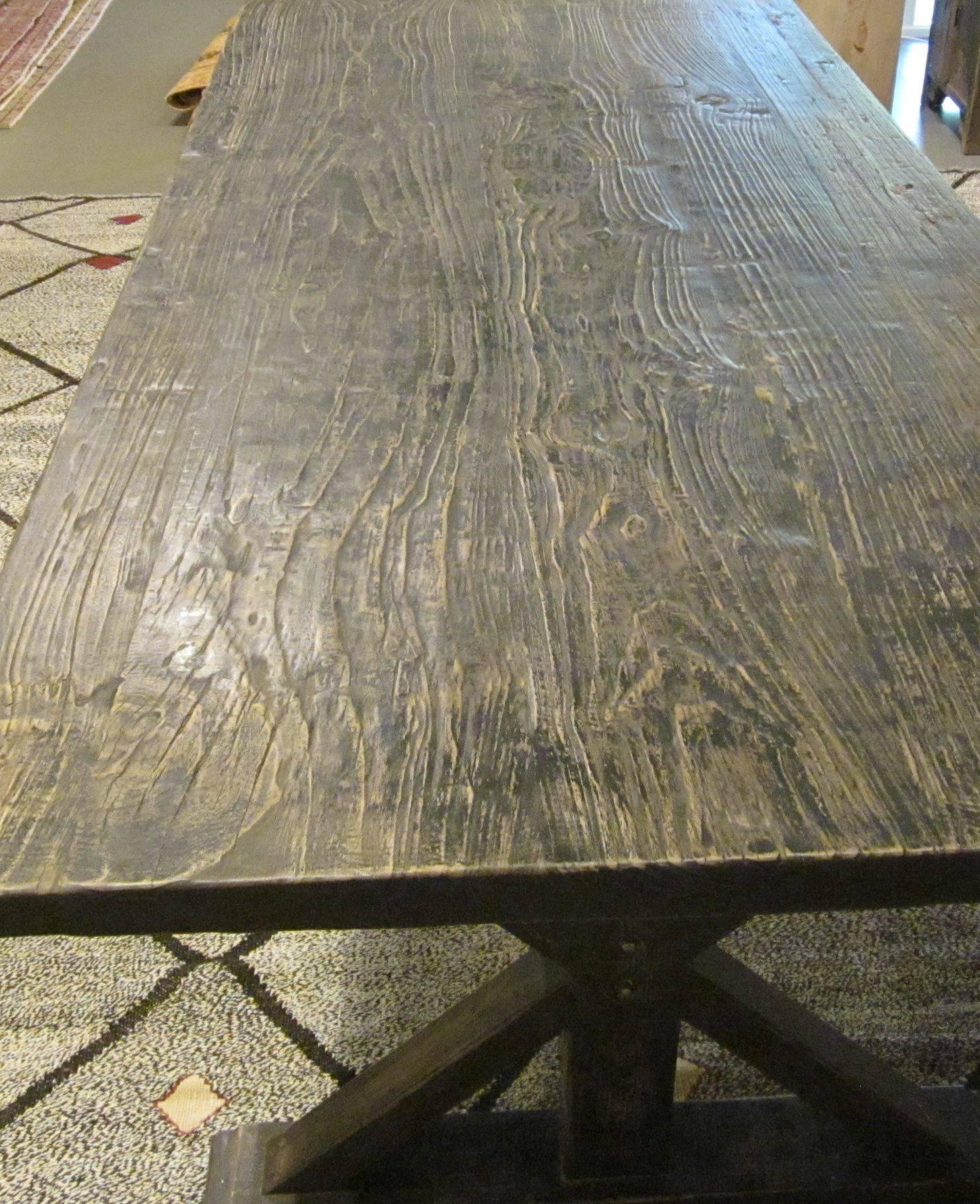 Cerused Vintage Pine Top Dining Table, Indonesia In Excellent Condition In New York, NY