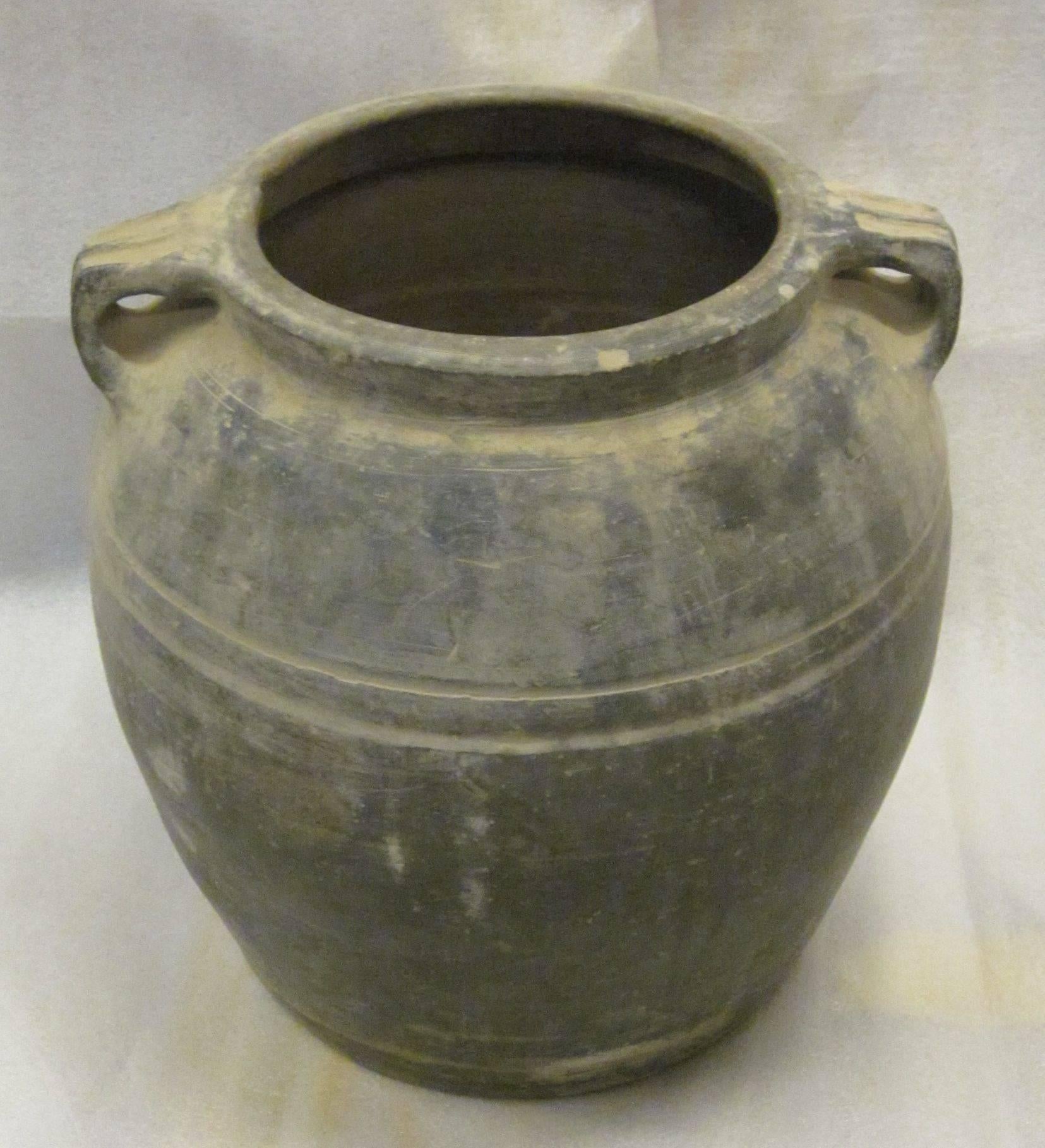 Late 20th century Chinese charcoal terra cotta food vessels.
An assortment of sizes and shapes are available and sold individually.
Sizes range from medium to extra extra large.
Measurements are:
XXL  16
