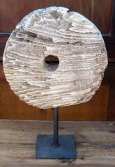 Prehistoric Carved Land Coral Ring on Stand, Indonesia