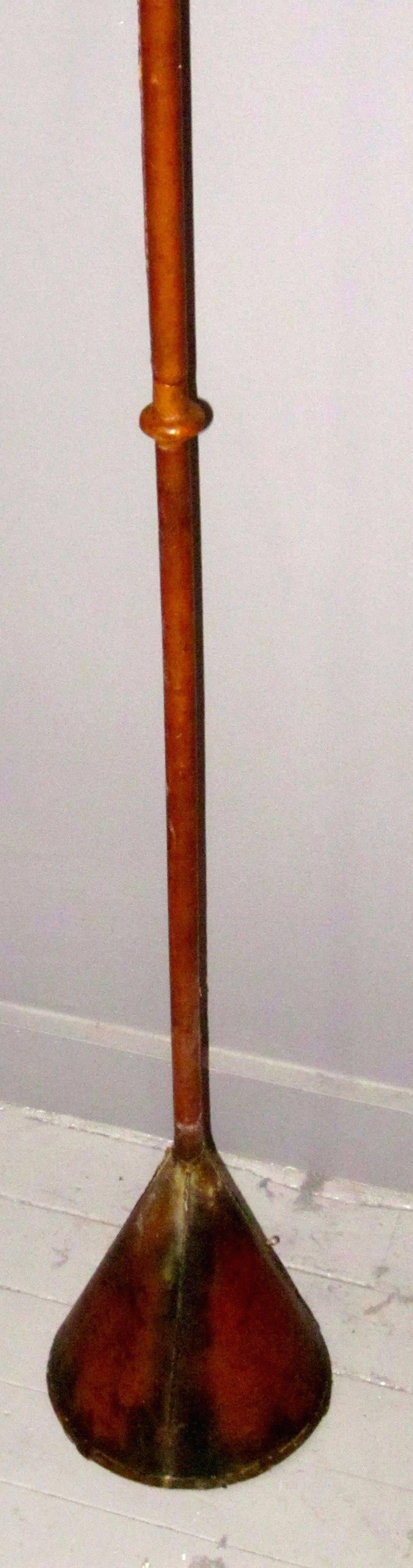 Spanish Mid Century Valenti Brown Leather Floor Lamp, Spain, 1960s