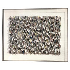 Contemporary Multi-Color Folded Magazine Pages Wall Sculpture, 30x31.5