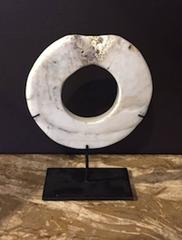 White Round Shell Coin Sculpture, Indonesia, Contemporary