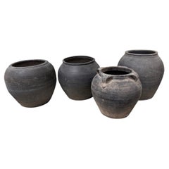 Charcoal Grey Weathered Terracotta Extra Large Pot, China, 20th Century