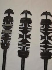 African Niger Set of Three Post Room Divider Wall Sculptures, 1920s