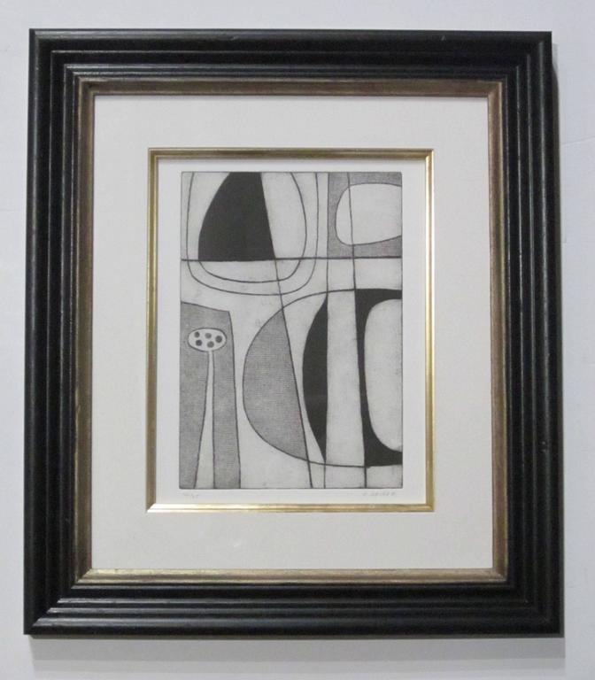 Abstract Black And White Etching By English Artist Oliver Gaiger