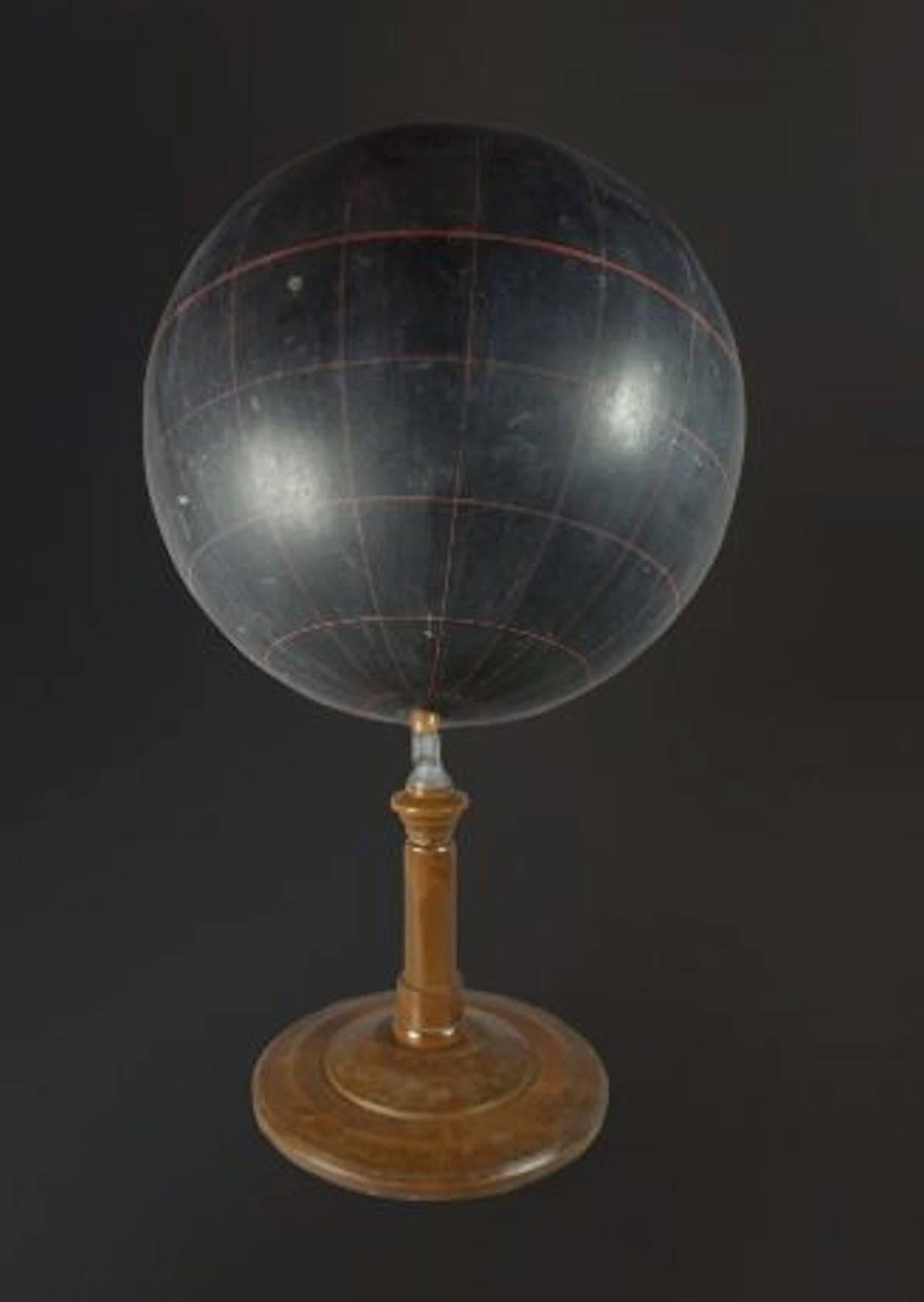 1930s French very sculptural chalk globe used for teaching. One was able to use chalk and draw on the globe. Makes a great table top decorative object.
     