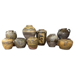 Olive And Gold Barrel Shaped Vase, China, 19th Century