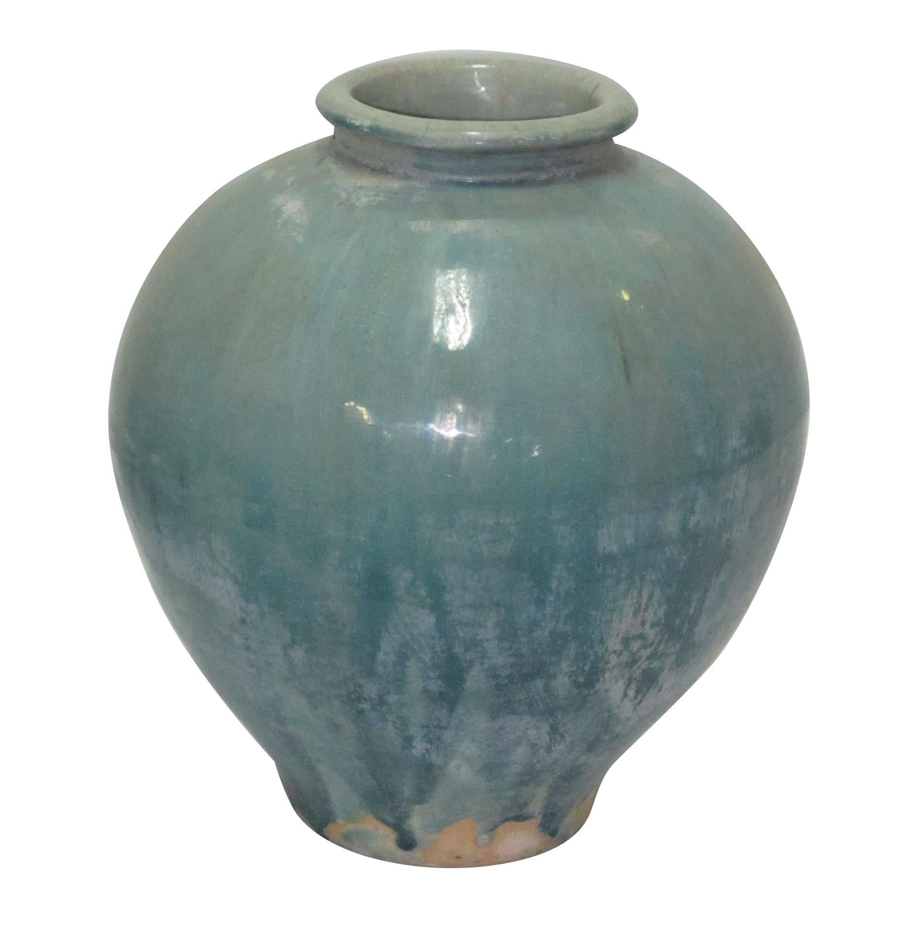 Extra Large Washed Turquoise Vases, China, Contemporary In Excellent Condition In New York, NY