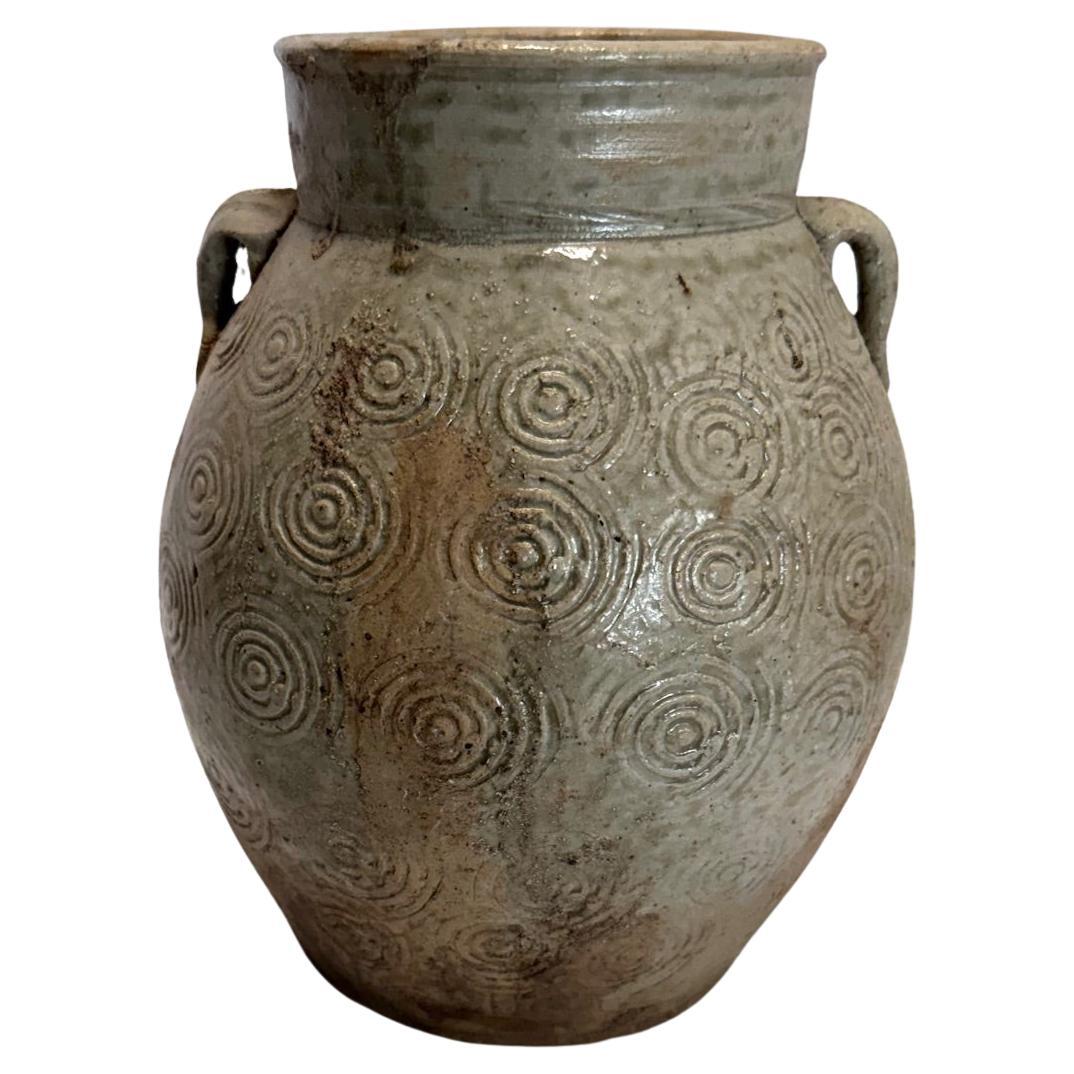 Taupe Color Two Handle Circular Pattern Design Vase, China, 19th Century