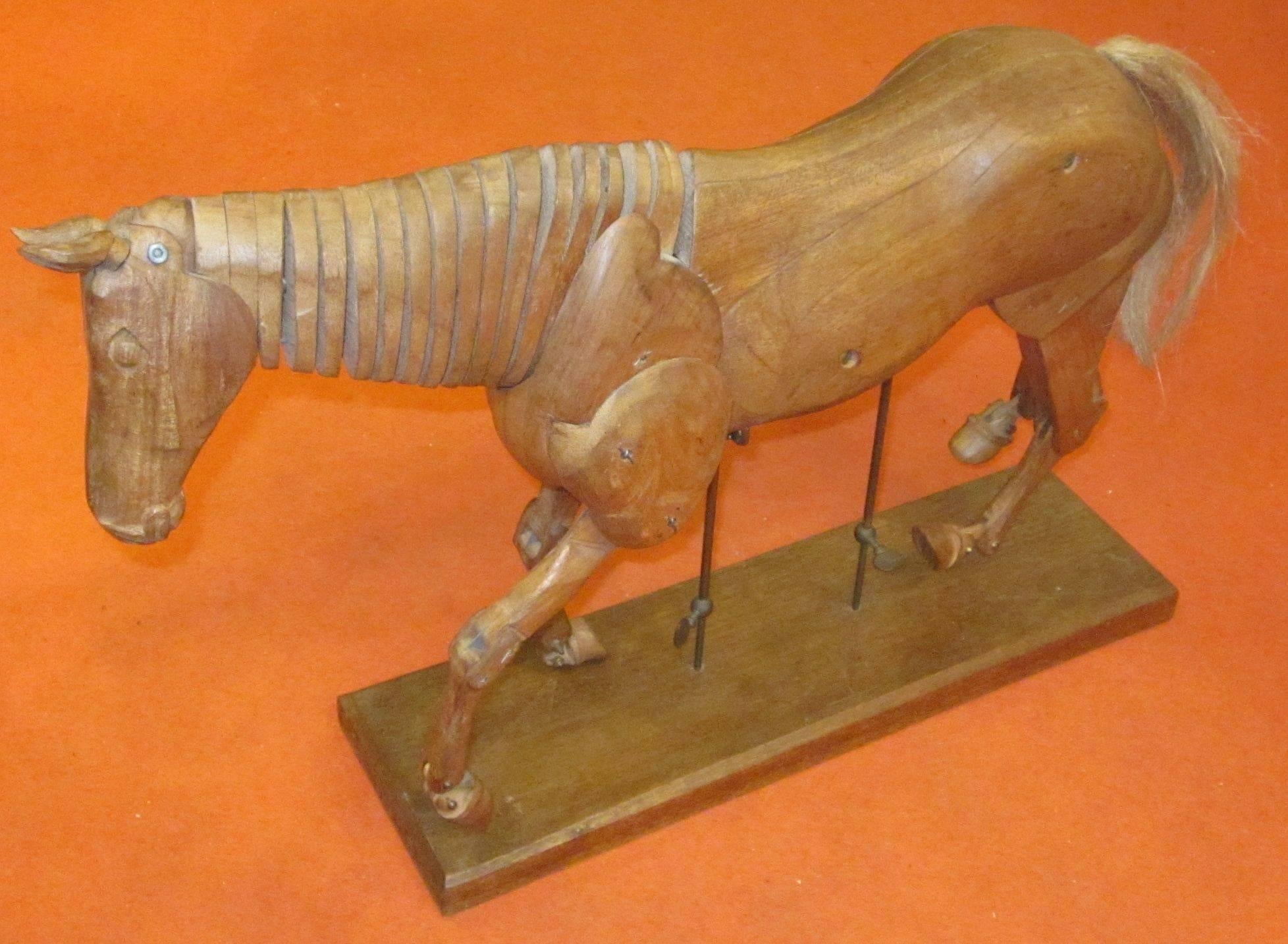 Italian Articulated Wooden Horse Sculpture, Italy, 1920s