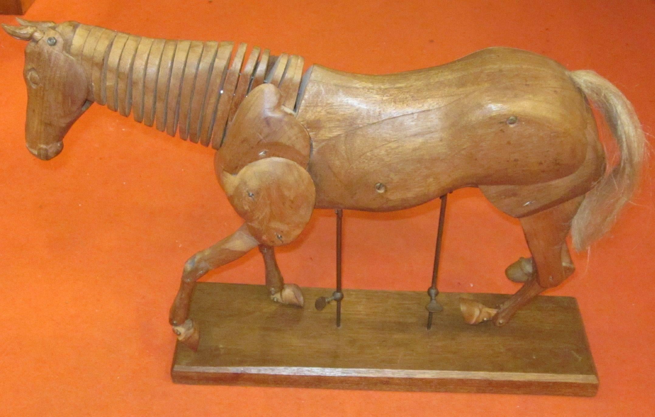 Articulated Wooden Horse Sculpture, Italy, 1920s In Excellent Condition In New York, NY