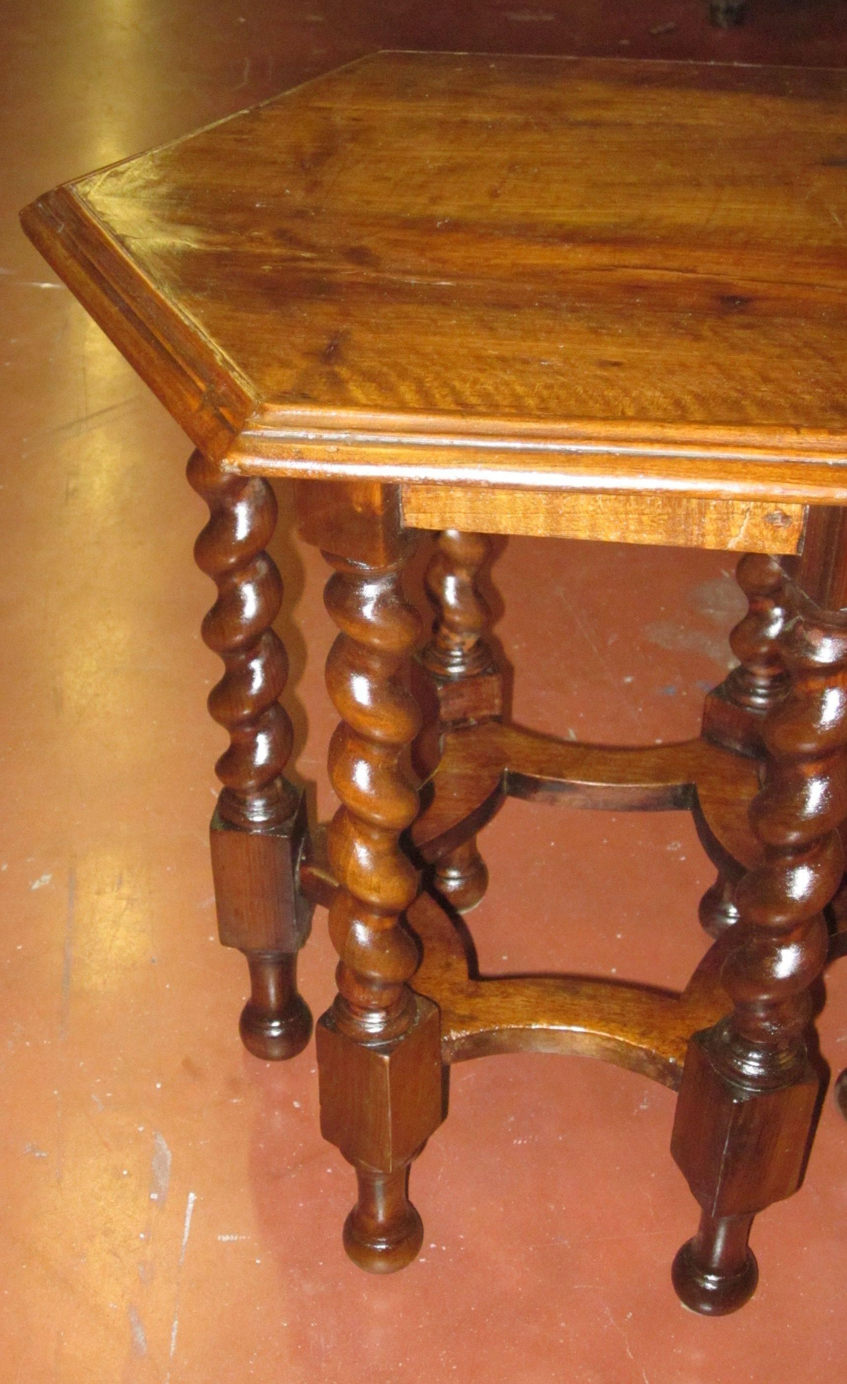 Italian 1930s Hexagonal Barley-Twist Leg Side Table, Italy