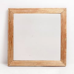 Gold Gilt Reed Frame Square Wall Mirror, French Design, 1830c, Wood
