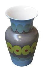 Bright Patterned Grey/Lime Porcelain Vase by Frederic De Luca, Contemporary