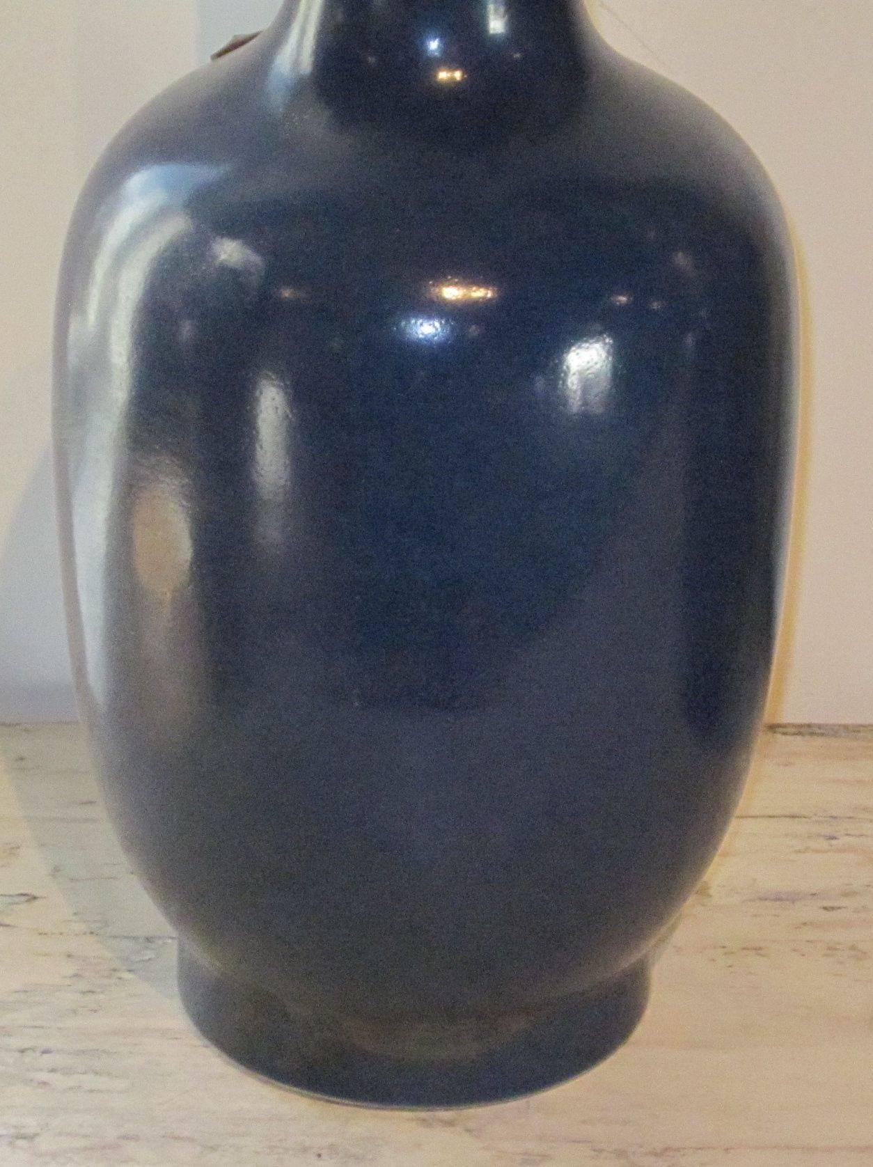 Tall Sapphire Blue Ceramic Vase, China, Contemporary In Excellent Condition In New York, NY