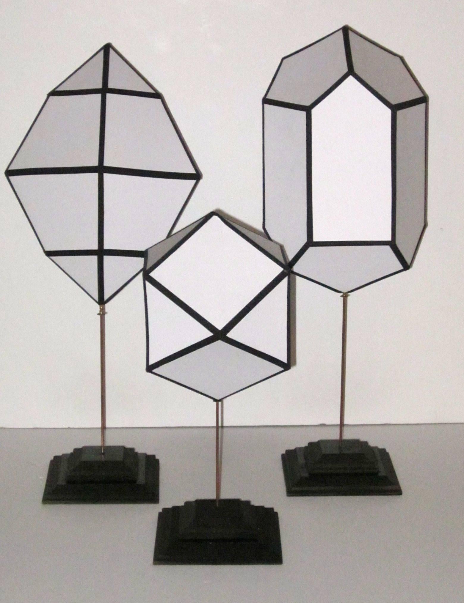 Contemporary Set of Three White with Black Paper Molecules Sculptures, France 1