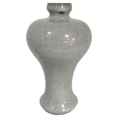 Pale Turquoise Contrast Crackle Hour Glass Shape Vase, China, Contemporary