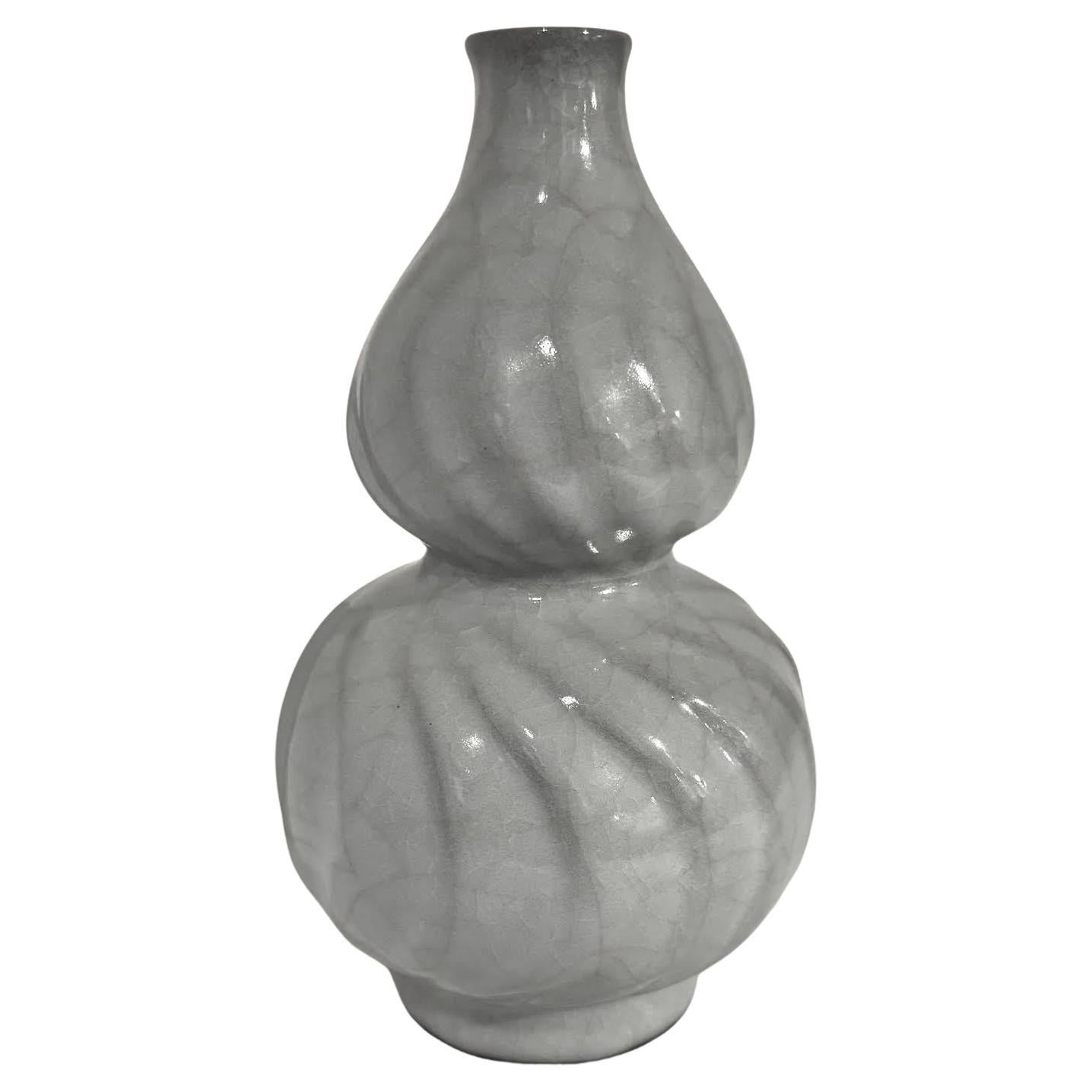 Pale Turquoise Contrast Crackle Gourd Shape Vase, China, Contemporary