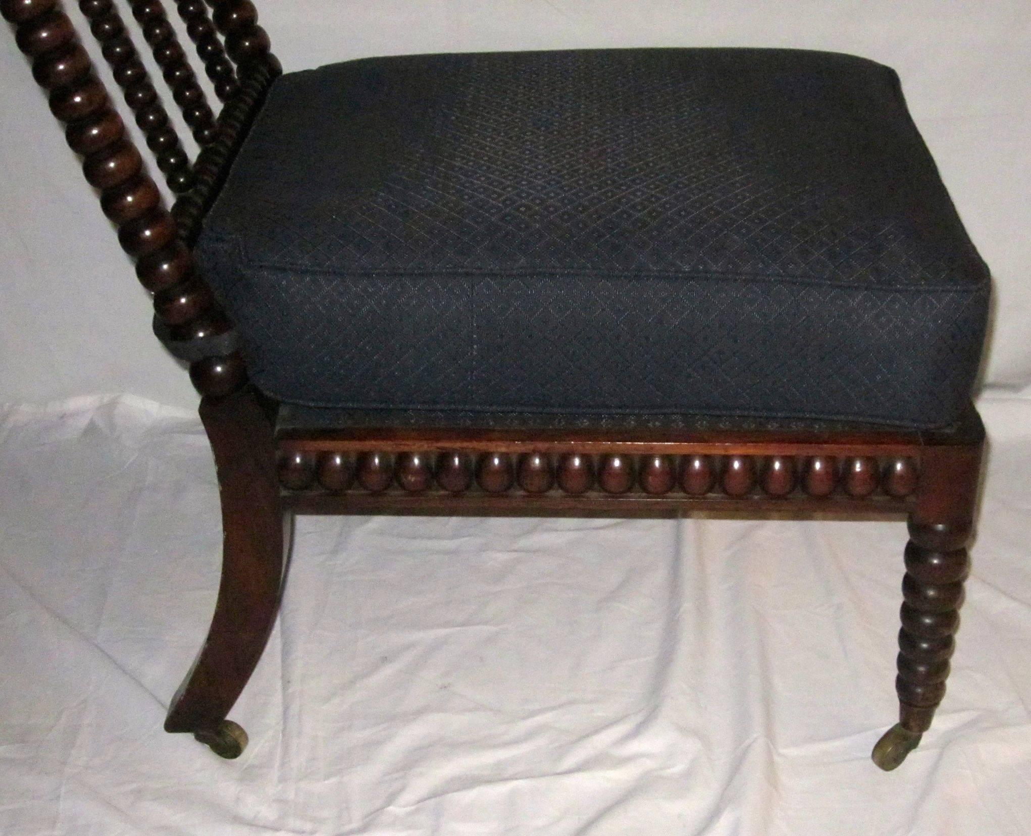 19th Century Armless Bobbin Chair, Upholstered Seat, England 1