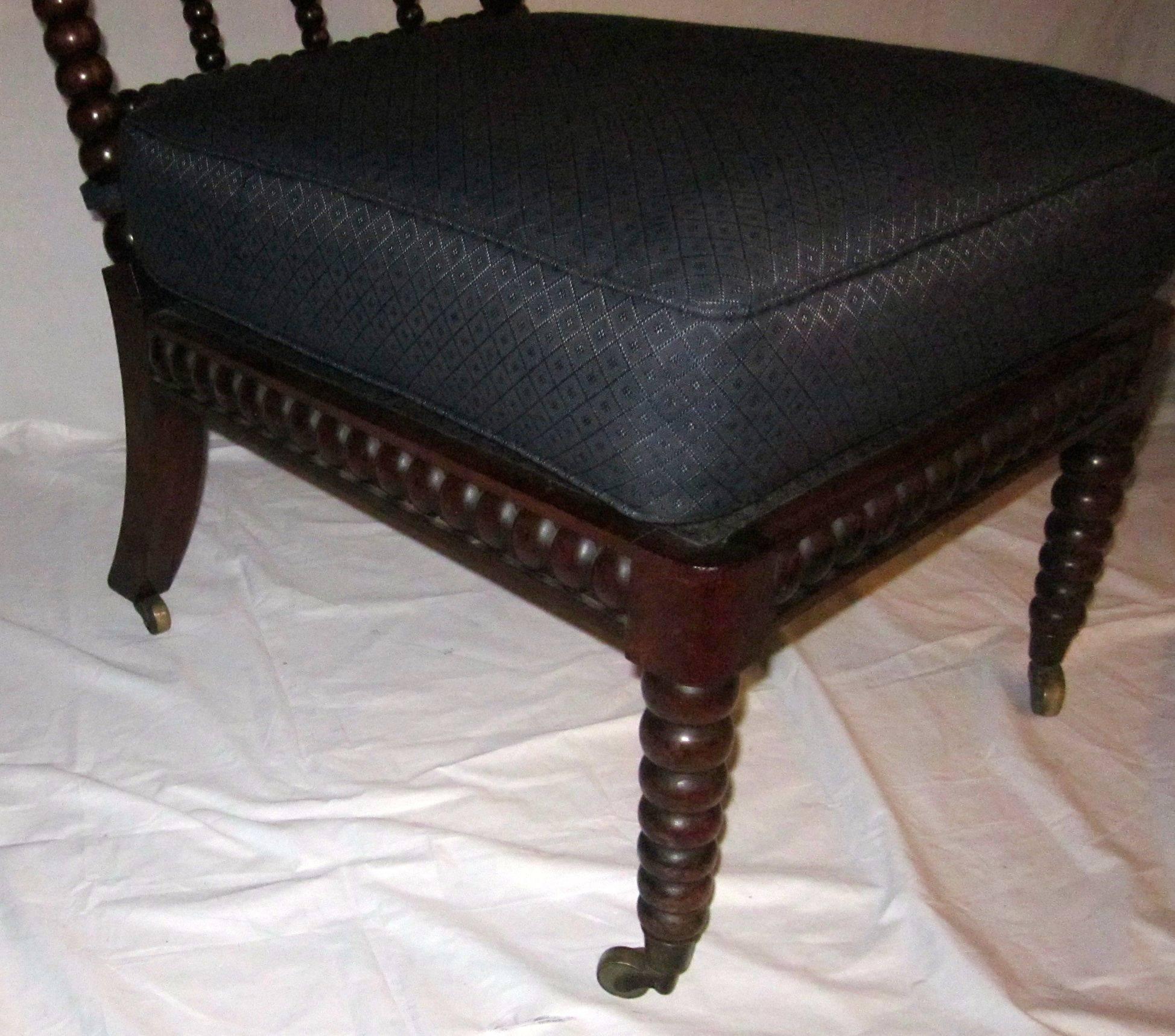 19th Century Armless Bobbin Chair, Upholstered Seat, England 6