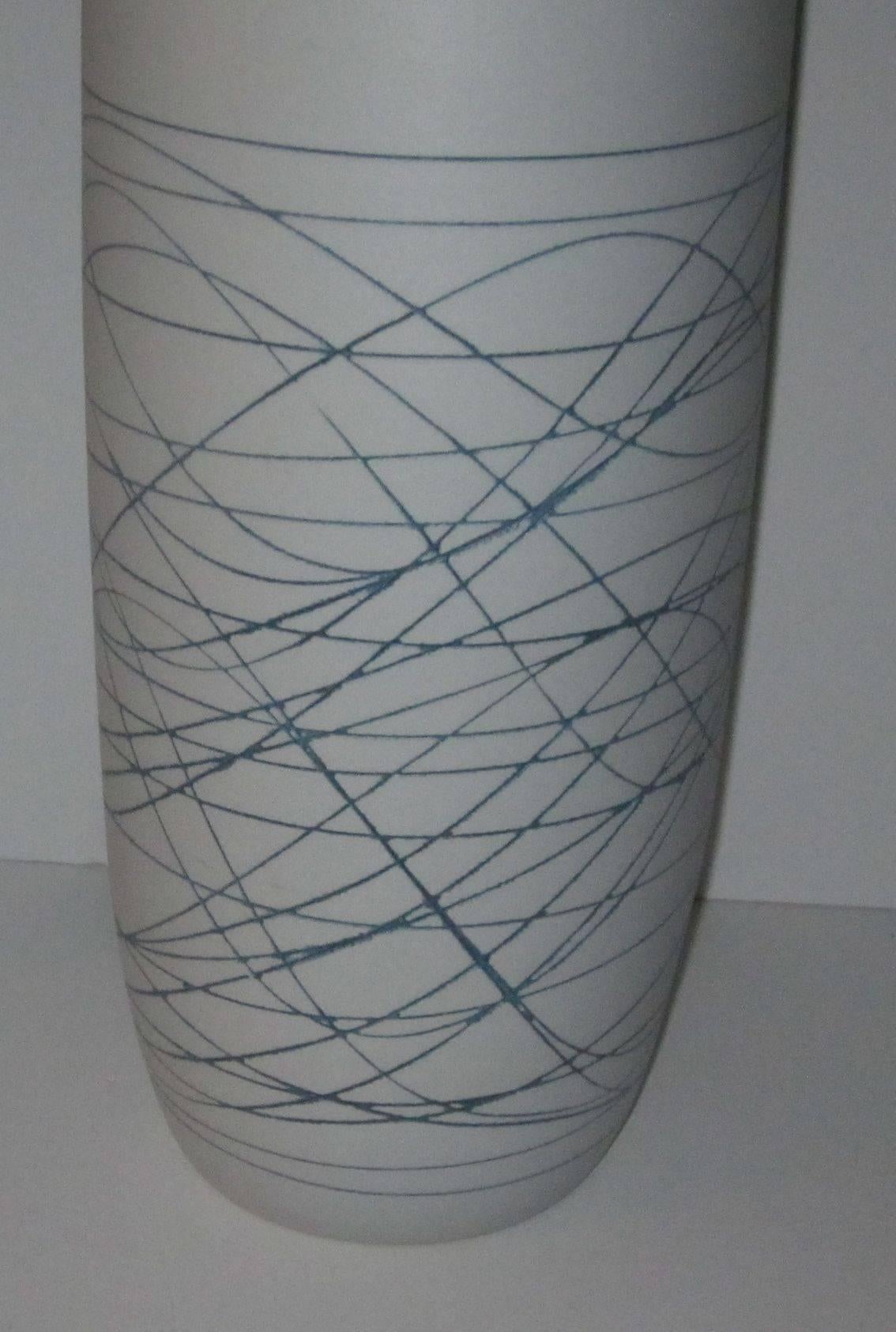 Contemporary White with Blue Lines Porcelain Tall Vase, China In Excellent Condition In New York, NY