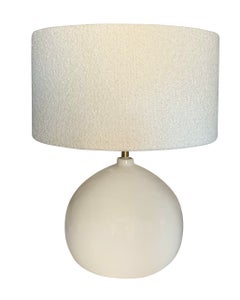 Cream Ceramic Table Lamp with Linen Shade, Contemporary Design, China