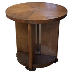 1940s Italian Art Deco Round Side Table With Four Paddle Legs