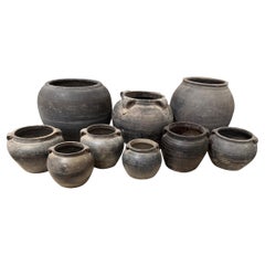 Charcoal Terracotta Weathered Small Pot, China, 1940s