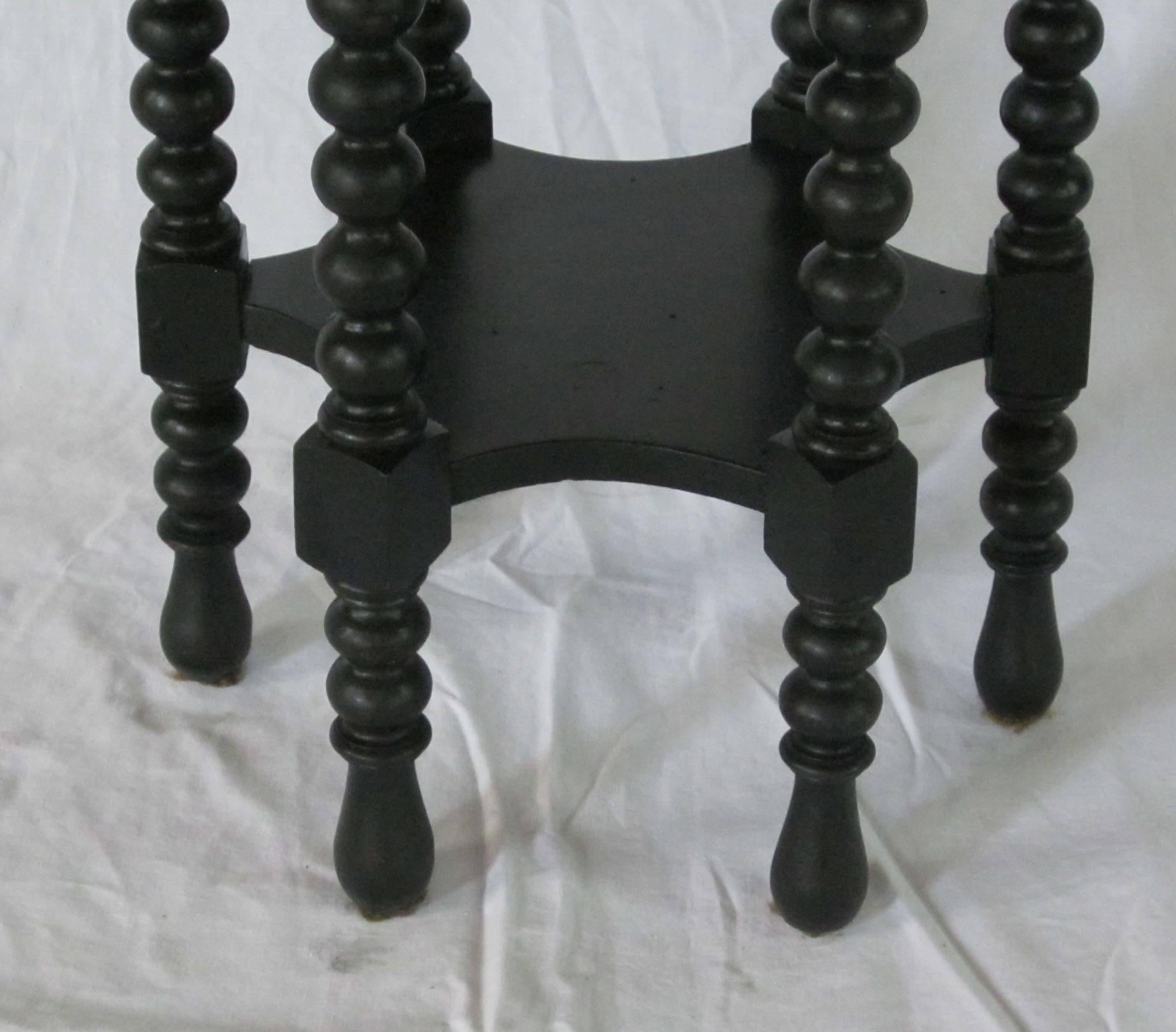 Hexagonal Ebony Spool Leg Side Table, Italy, 19th Century 1