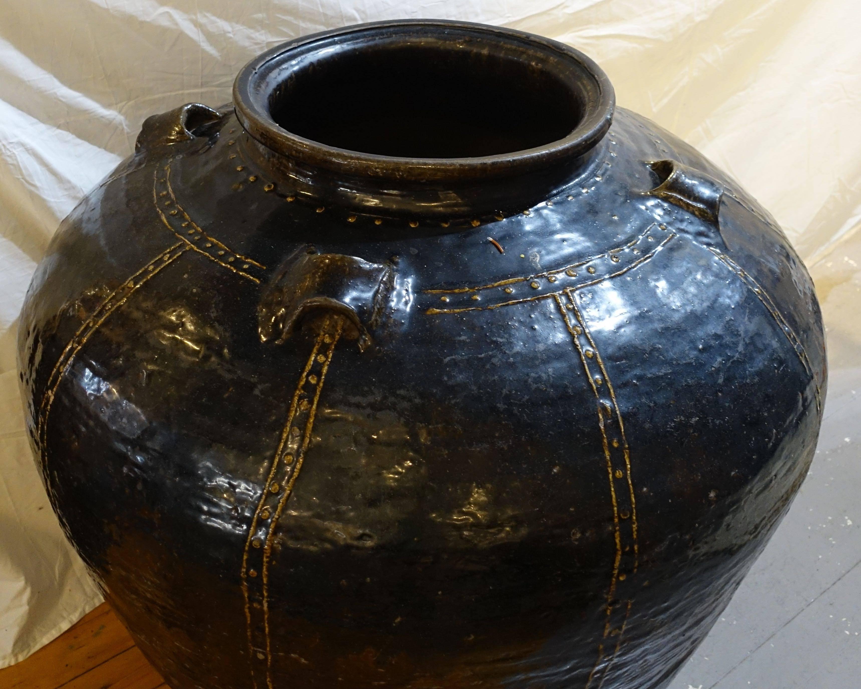 Terracotta 19th Century Chinese Extra Large Black Jug, China