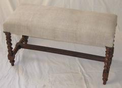 19th Century Italian Oak Bench Twisted Spindle Legs