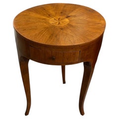 19th Century Venetian Style Fruitwood Round Single-Drawer Side Table