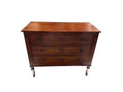 19th Century Italian Neoclassical Walnut Commode or Chest of Drawers