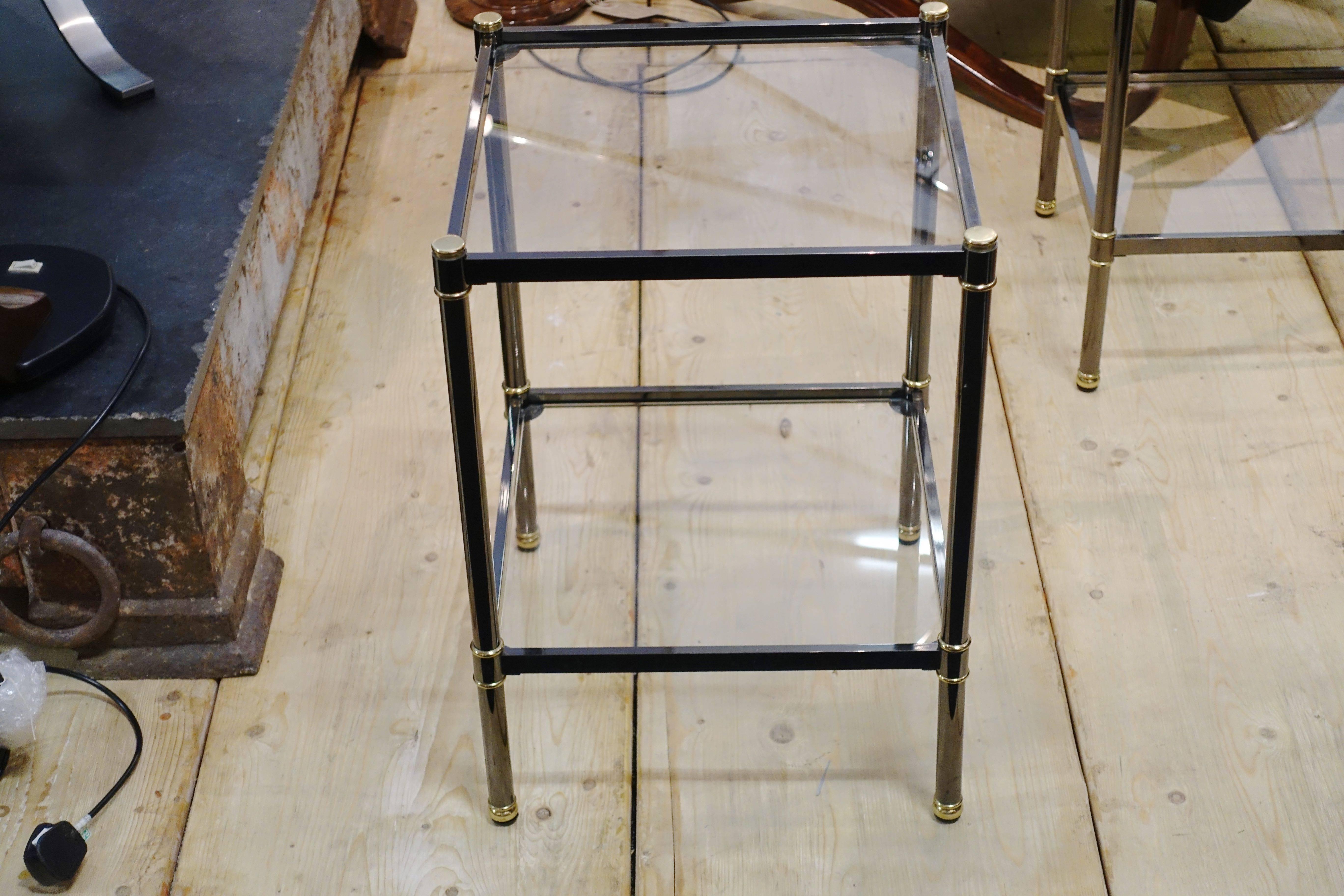 French Mid-Century Modern Pair of Square Side Tables, France