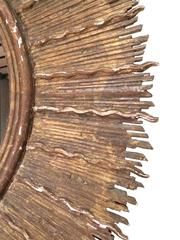 Mid-Century Gold Gilt Round Sunburst Mirror, Spain