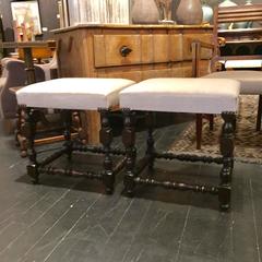 19th Century Pair of Spool Leg Foot Stools, Italy