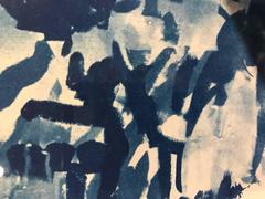 Dark Blue and White Print by American Artist Sandra Constantine, Contemporary