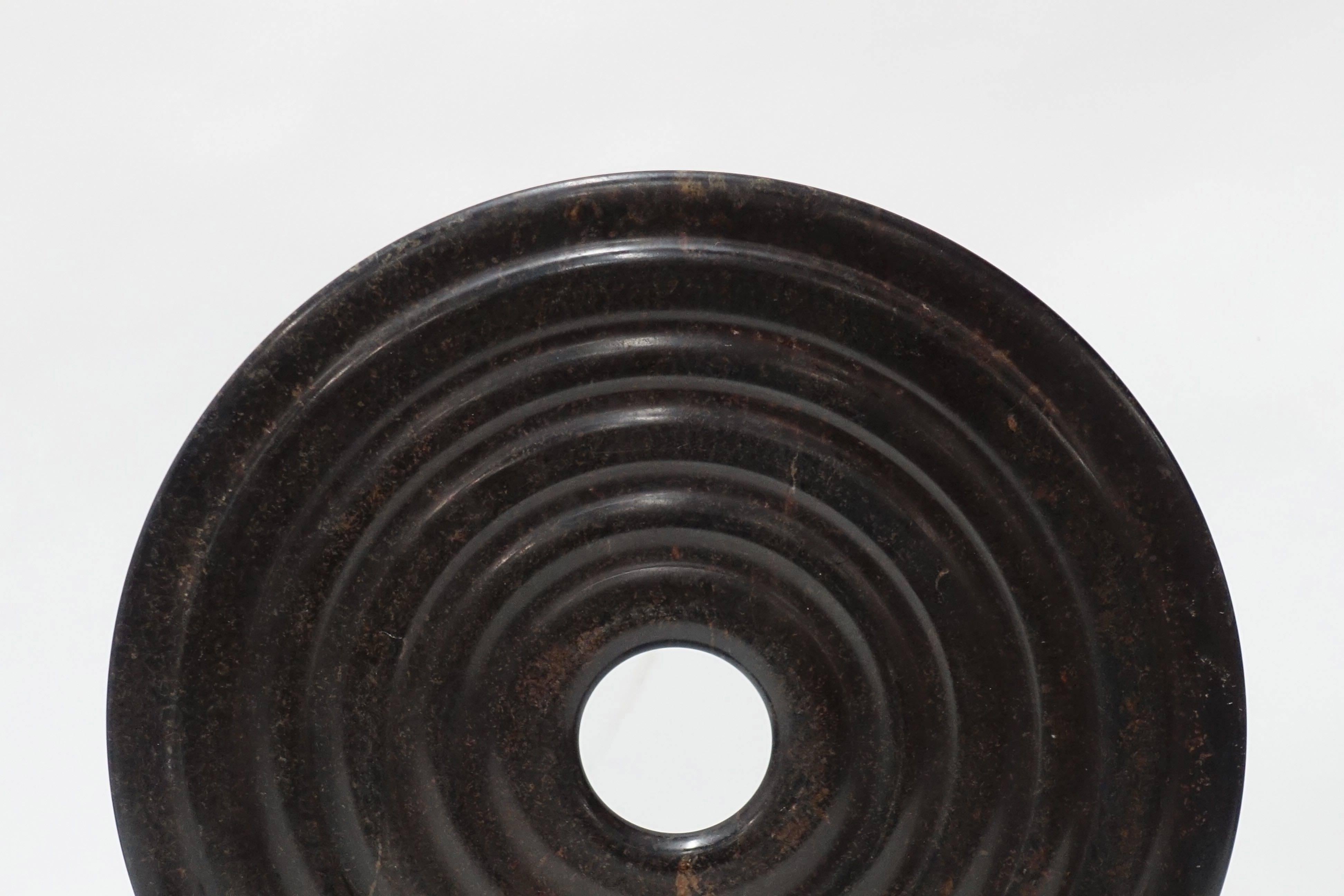 Chinese Set of Two Brown Stone Discs, China, Contemporary