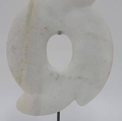 White Stone Decorative Disc Sculpture, China, Contemporary