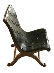 Valenti Black Leather Chair, Spain, Mid-Century