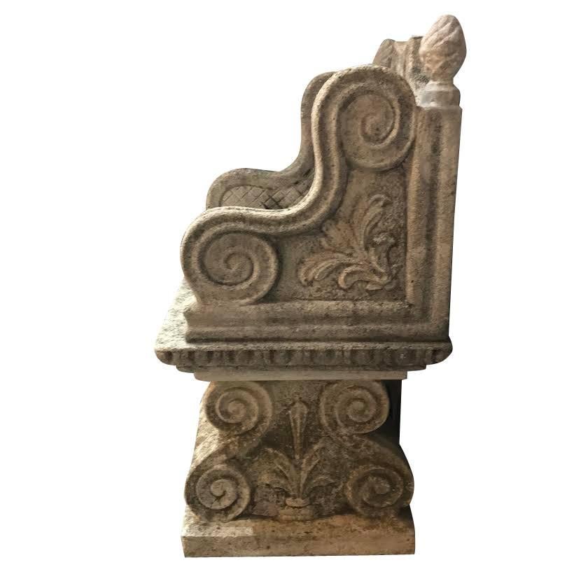 Italian Pair of Stone Garden Chairs, Italy, 1920s
