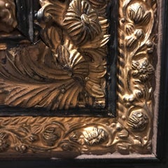Ornate Gold Gilt Metal and Ebony Framed Rectangular Mirror, France, 19th Century